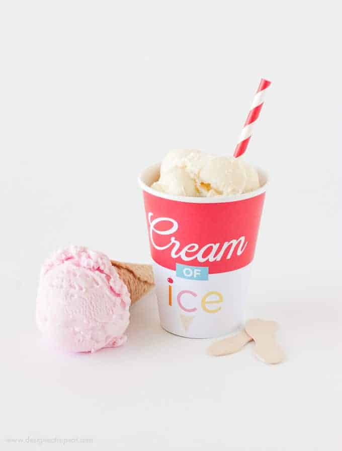 Download this free printable "Cream of Ice" icecream cup wrapper for a fun & unique way to mix up your summer party! Fill with icecream or milkshakes of your choosing!