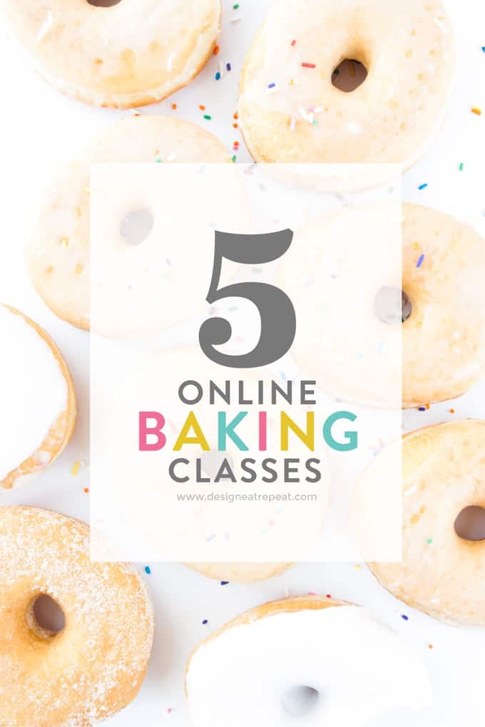 Learn some new baking skills without having to leave your couch! This is a fun list of online baking classes (ahem...donuts, cake pops!) by food & DIY blogger Melissa at Design Eat Repeat!
