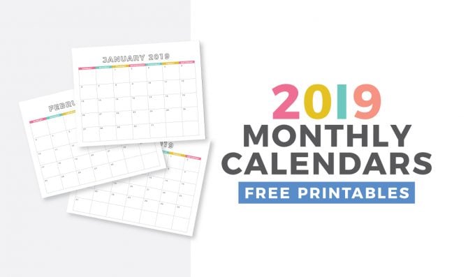 free monthly calendar printable for 2019 
