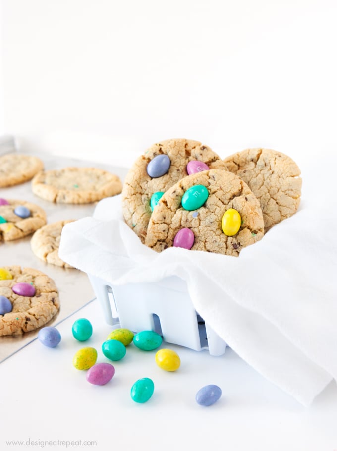 Chocolate Chip M&M Easter Egg Cookies