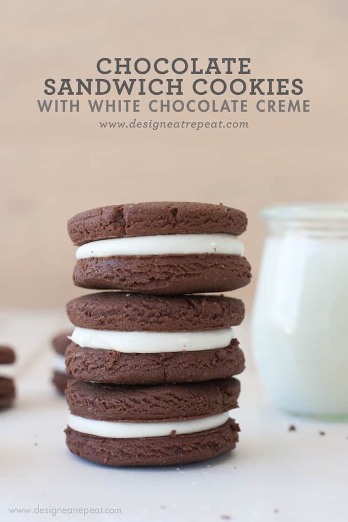 Chocolate Sandwich Cookies with White Chocolate Creme