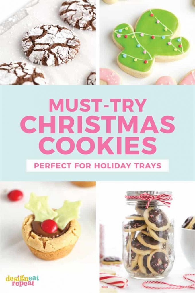 Roundup of 5 must-try Christmas Cookie Recipes - includes brownie cookies, Christmas cactus, peanut butter cup, peppermint butter wafers