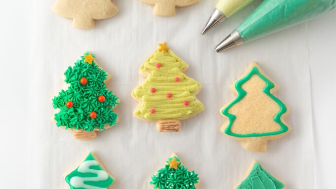 decorated christmas tree cookies