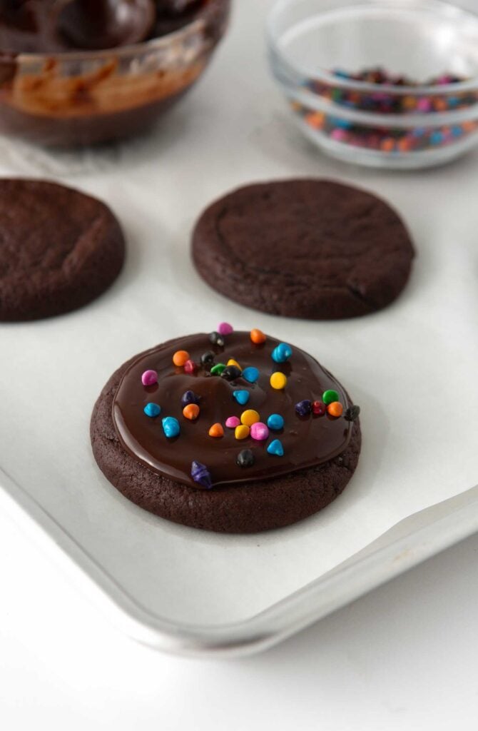 cosmic brownie cookie on pan