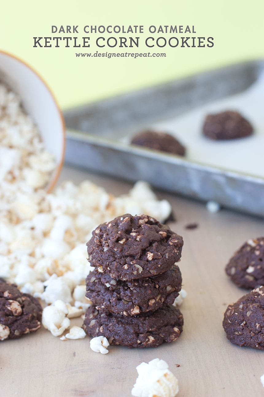 Dark Chocolate Kettle Corn Cookies by Design Eat Repeat
