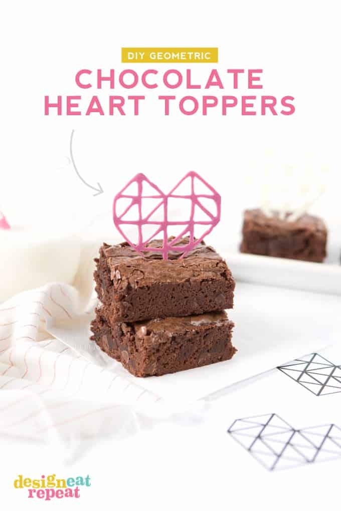 Dress up your Valentine's Day treats with these DIY Geometric Chocolate Heart Toppers! Includes the template download so you can easily trace!