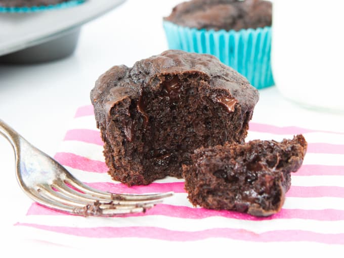 Double Chocolate Protein Muffins - using no butter or oil!