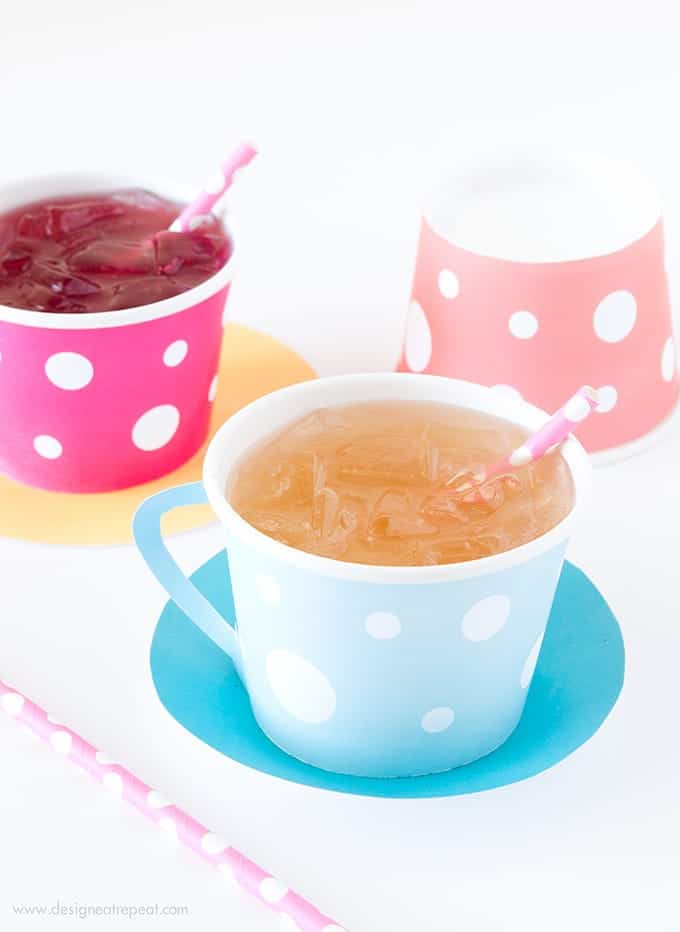Download these free Tea Party Printables, attach to a paper icecream cup, and you have an instant tea cup! So fun!