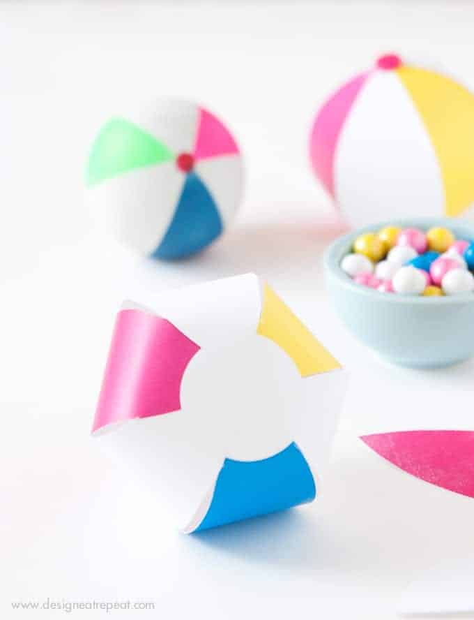 Download this free Beach Ball template to make an easy DIY Party Favor! Fill with candy, tape shut, and you're done! So fun and easy!