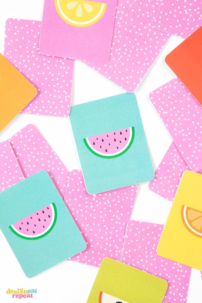 This adorable FREE fruit inspired printable memory game is a perfect way to keep the kiddos busy during the summer months!