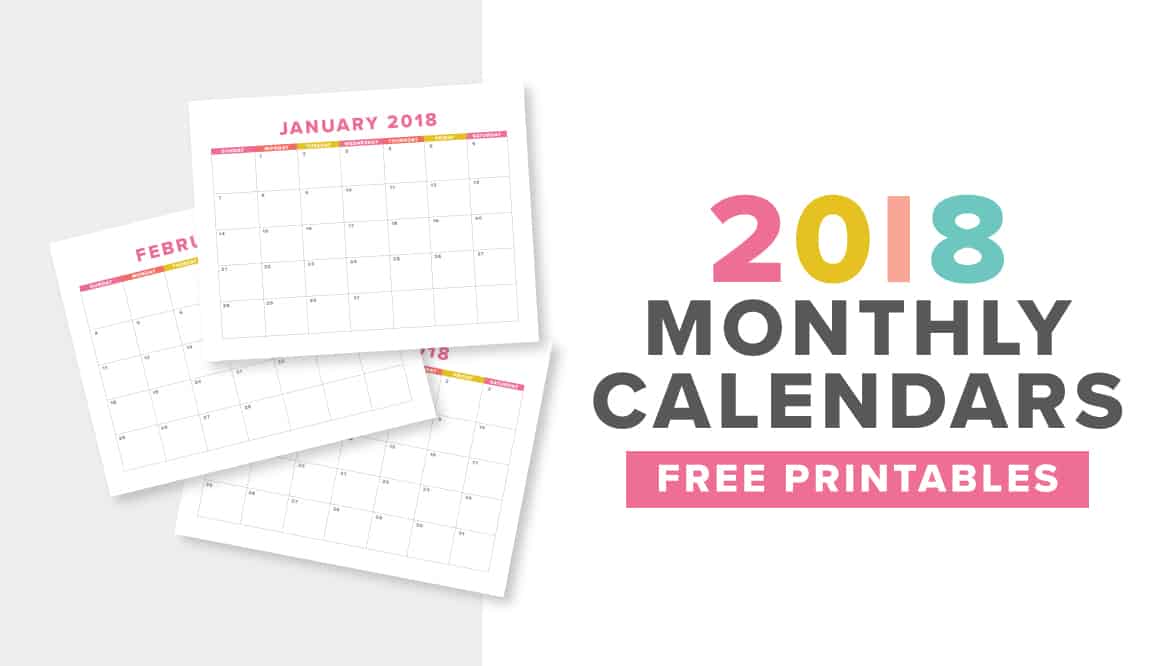 Download this free printable 2018 monthly calendar to keep track of the new year! The downloadable PDF is US Letter Sized and quick to print at home.