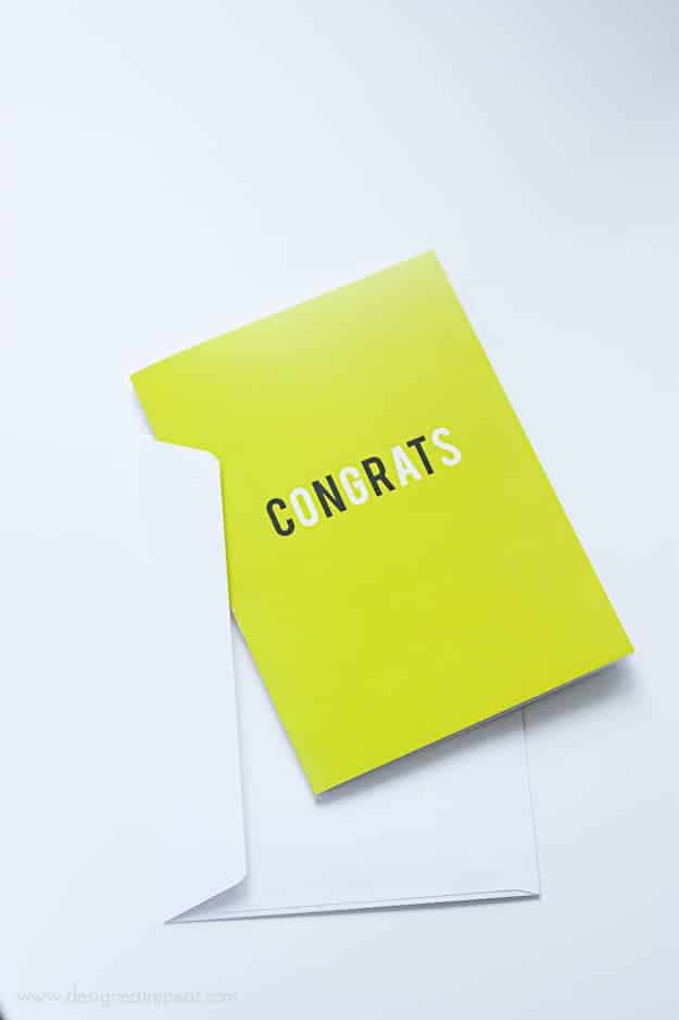Yellow 5x7 FREE Printable Graduation Card with envelope