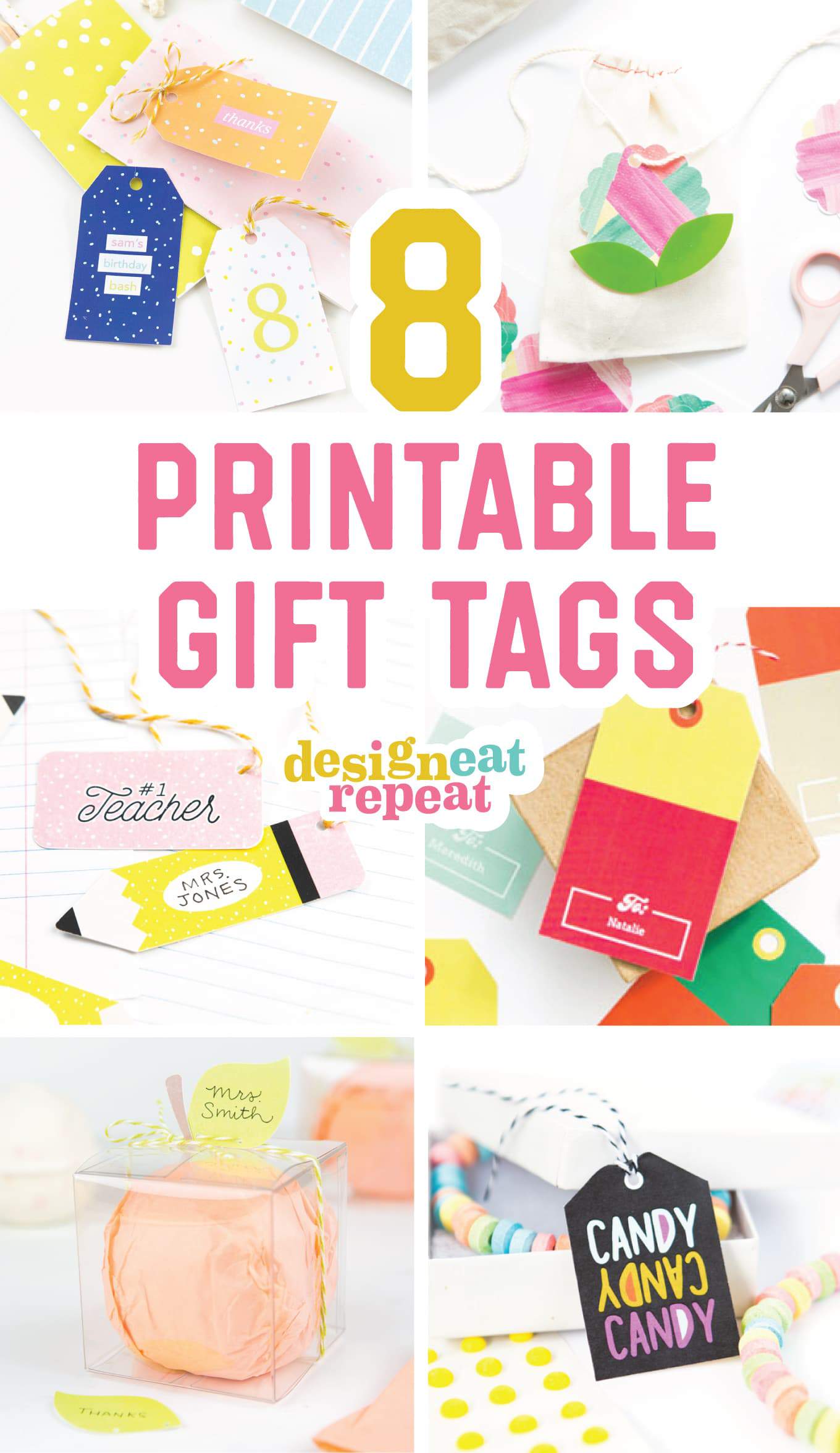 Whether you're putting together last-minute party favors, birthday gifts, or teacher gifts - these free printable gift tags are here to help you whip up an adorable, personalized treat box or bag without even leaving your house!