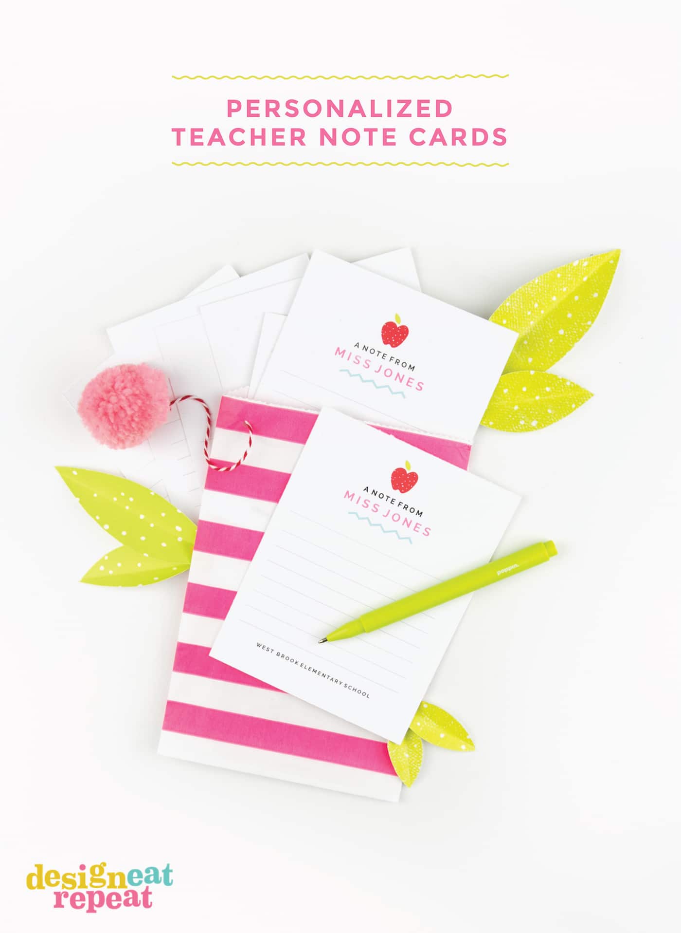 Love this teacher gift idea! Gift your child's teacher personalized teacher note cards with these free #Avery printables! #teachergift #printables #averyproducts