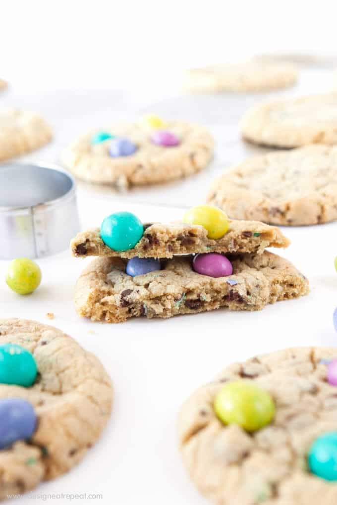 Homemade Chocolate Chip M&M Easter Egg Cookies