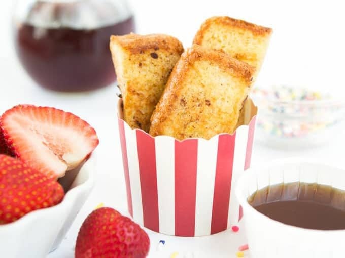 Cup of homemade french toast sticks