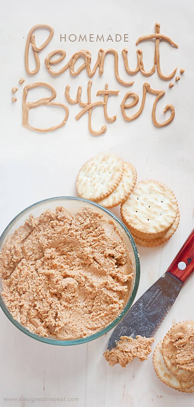 Homemade Peanut Butter made from Peanuts, Olive Oil, and Honey