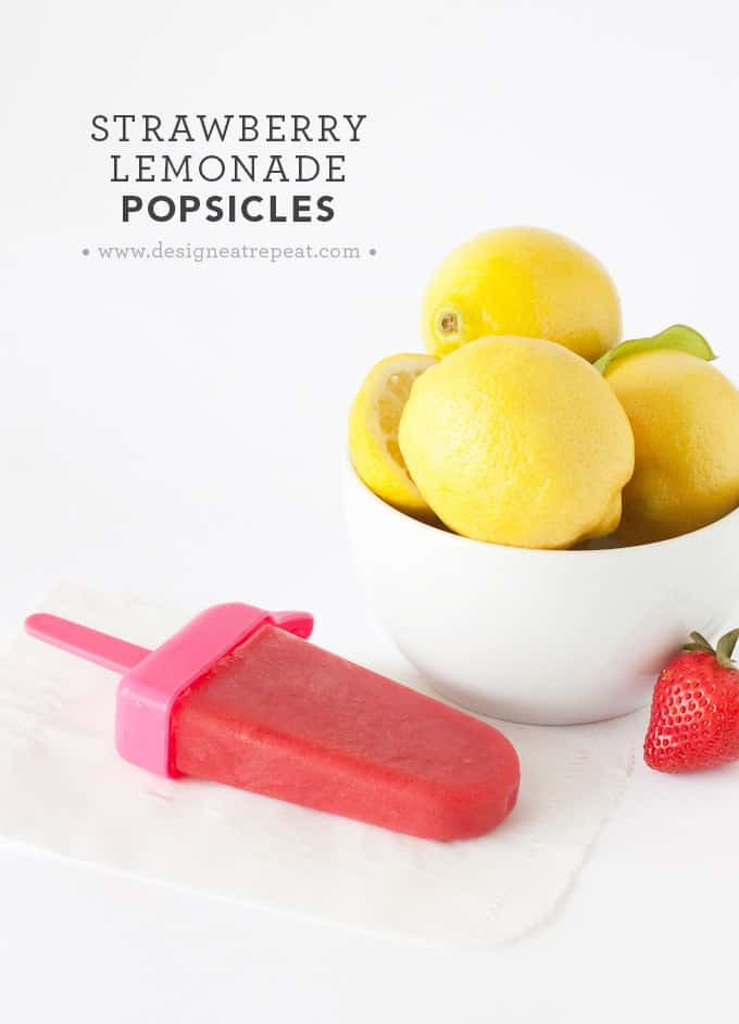 Homemade Strawberry Lemonade Popsicles | by Design Eat Repeat