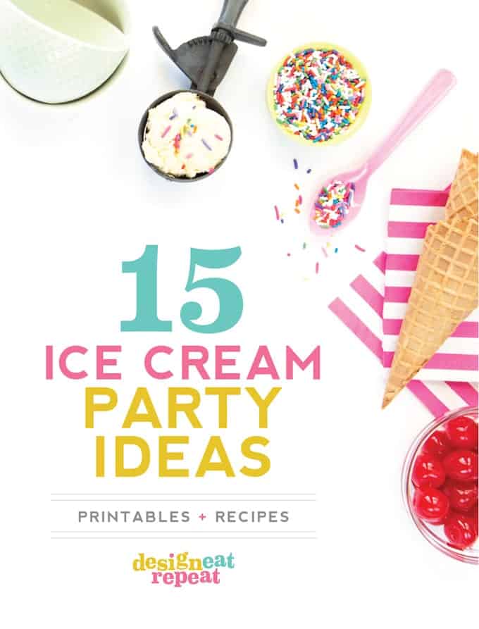 A roundup of 15 recipes, DIY ice cream topping ideas, and free ice cream printables!
