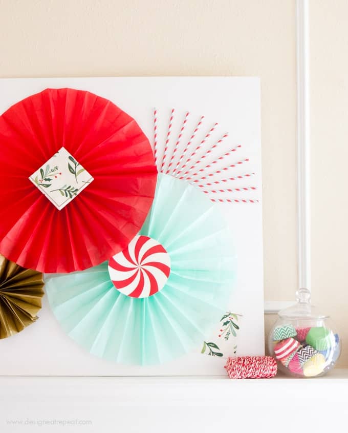 Learn how to make DIY Tissue Paper fans to create photobooth backdrops or holiday fireplace decor! Tutorial by Design Eat Repeat blog!