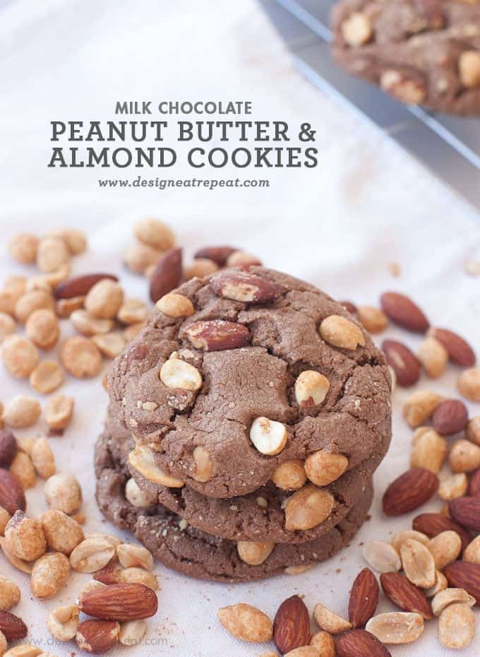 Stack of Milk Chocolate Peanut Butter & Almond Cookies
