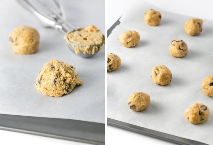 How to scoop chewy oatmeal chocolate chip cookies