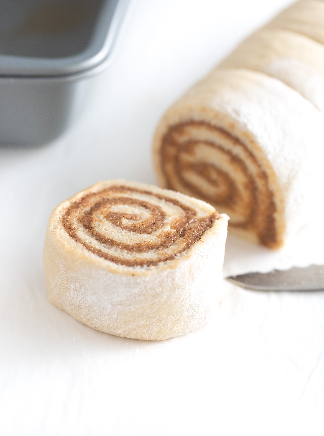 Cut cinnamon roll swirl