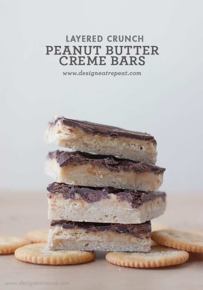 Peanut Butter Creme Shortbread Layered Crunch Bars || Design Eat Repeat