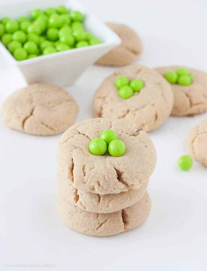 Peanut Butter Shamrock Cookies | So easy to add a pop of St. Patrick's Day with green Sixlets!