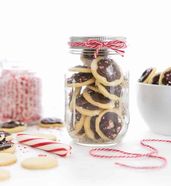 Peppermint wafer butter cookies in jar gift - a favorite Christmas cookie recipe