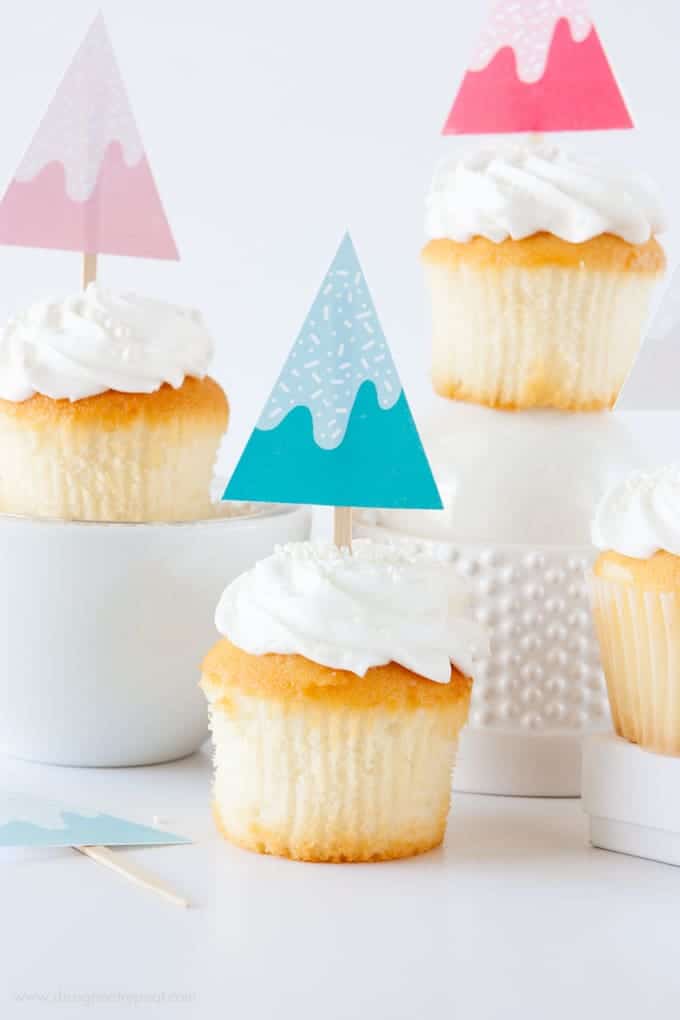 Print off these free Sprinkle covered trees for a cute holiday cupcake topper!