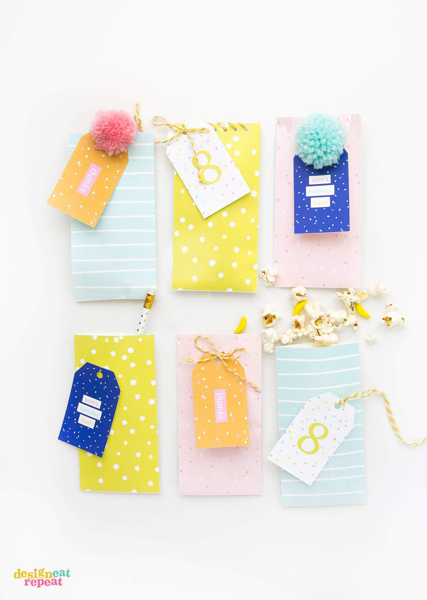 Download these printable party favor bags and fill with candy & trinkets for the perfect birthday party favor or envelope!