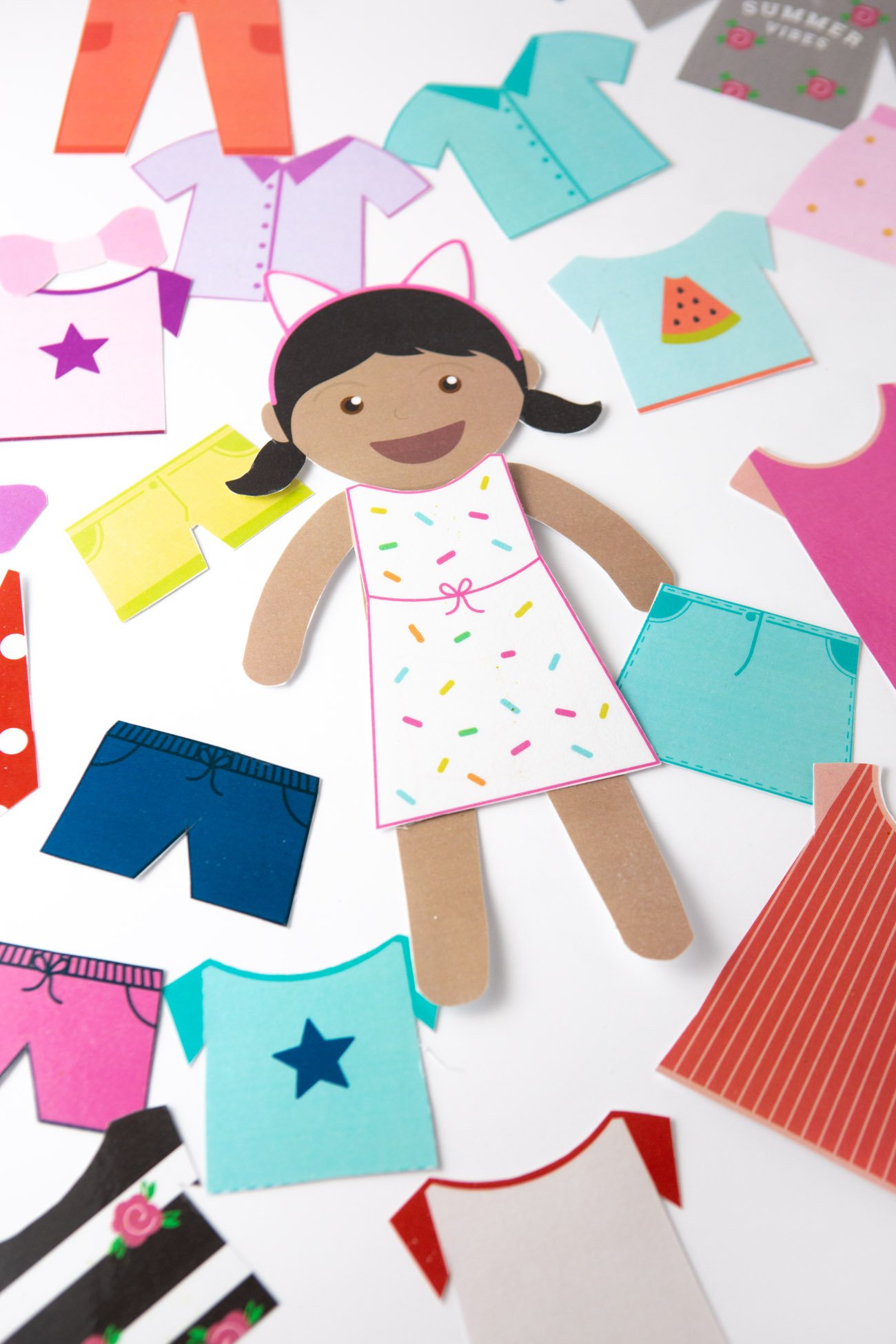 Sprinkle Dress Girl Printable Paper Dolls, Clothes, and Accessories