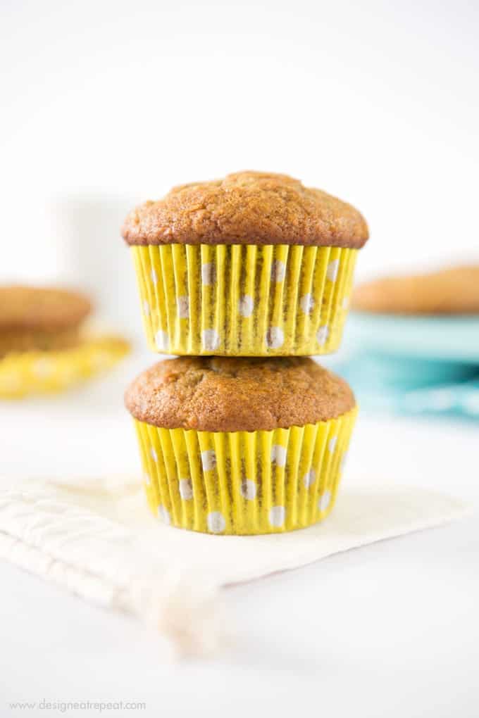 These easy banana muffins are quick to throw together, full of flavor, and perfect for a last minute weekend breakfast!