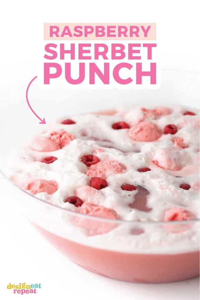Punch bowl of Raspberry Sherbet Punch