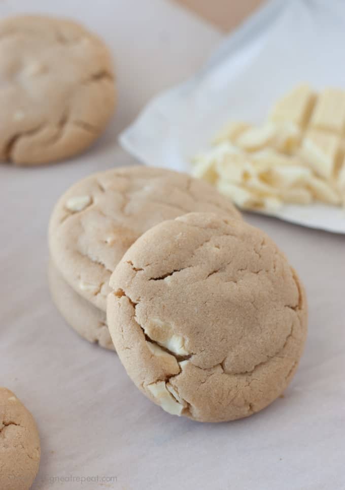Soft Baked Peanut Butter White Chocolate Chunk Cookies