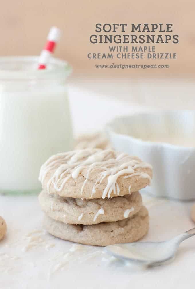 Soft Maple Gingersnaps with Maple Cream Cheese Drizzle