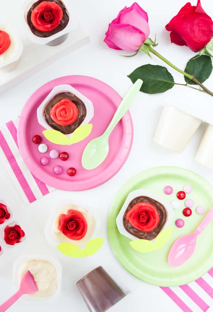 This site has fun topping ideas to decorate cute Valentine's day pudding cups!